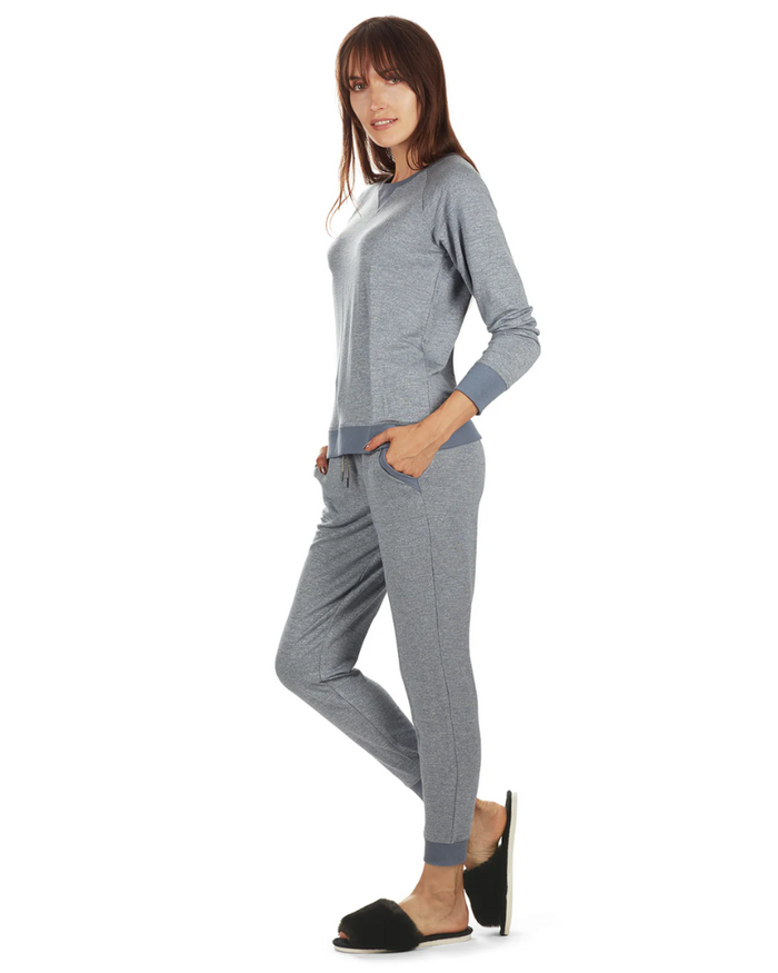 CTL07352 + CJG07354 Blue Space Dye Bamboo Pajamas Set
