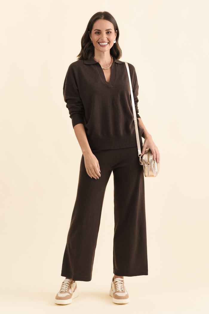 Dalia Chocolate Wool Cashmere Pants