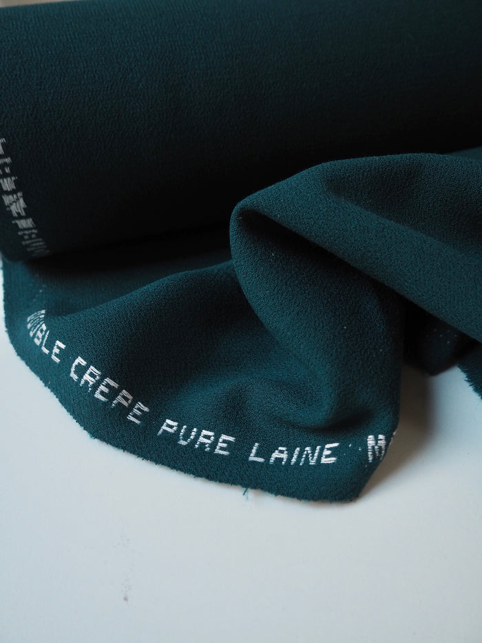 Deep Teal Double Wool Crepe