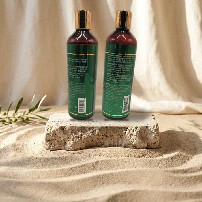 Difeel Rosemary & Mint Shampoo & Conditioner Set with Biotin 2 x 354.9 ml, back labels with ingredients