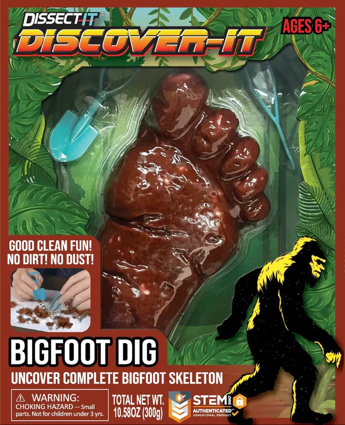 Discover It - Bigfoot Dig kit for wildlife education and biology learning with dissection tools.