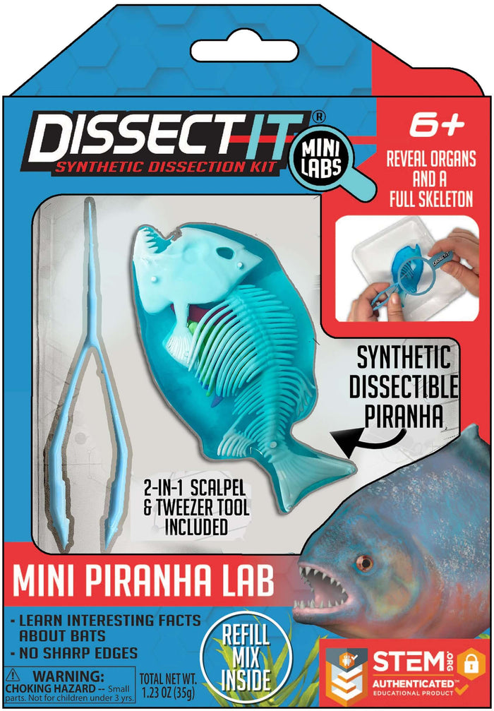 Discover It - Mini Lab Complete Set of Frog, Salamander, Piranha, and Bat! Mini Piranha Lab kit with synthetic dissection tools