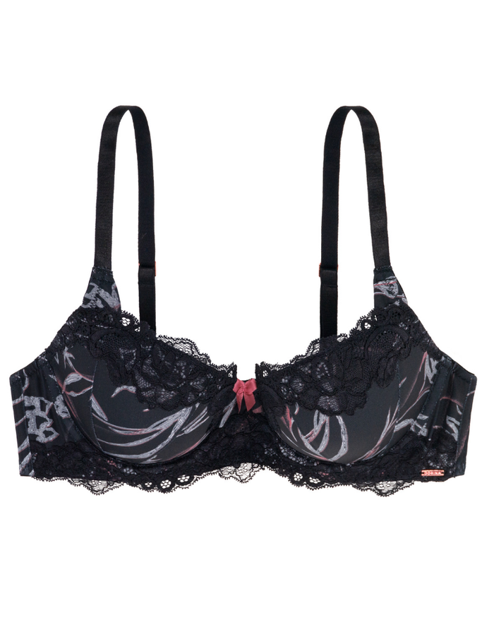 Dorina D000056 Black Floral Fantasy Push Up Underwire Bra myselflingerie.com