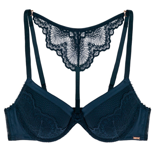 Dorina Deep Teal Lace Back Demi Molded Underwire Bra