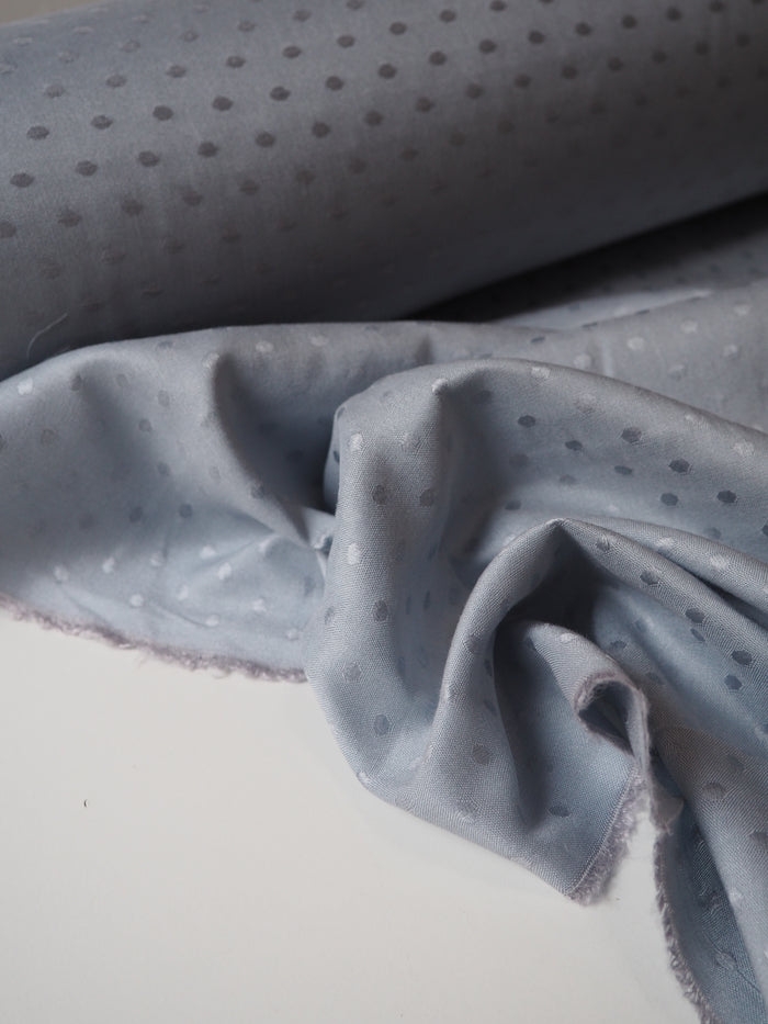 Dusty Blue Dotted Viscose Jacquard