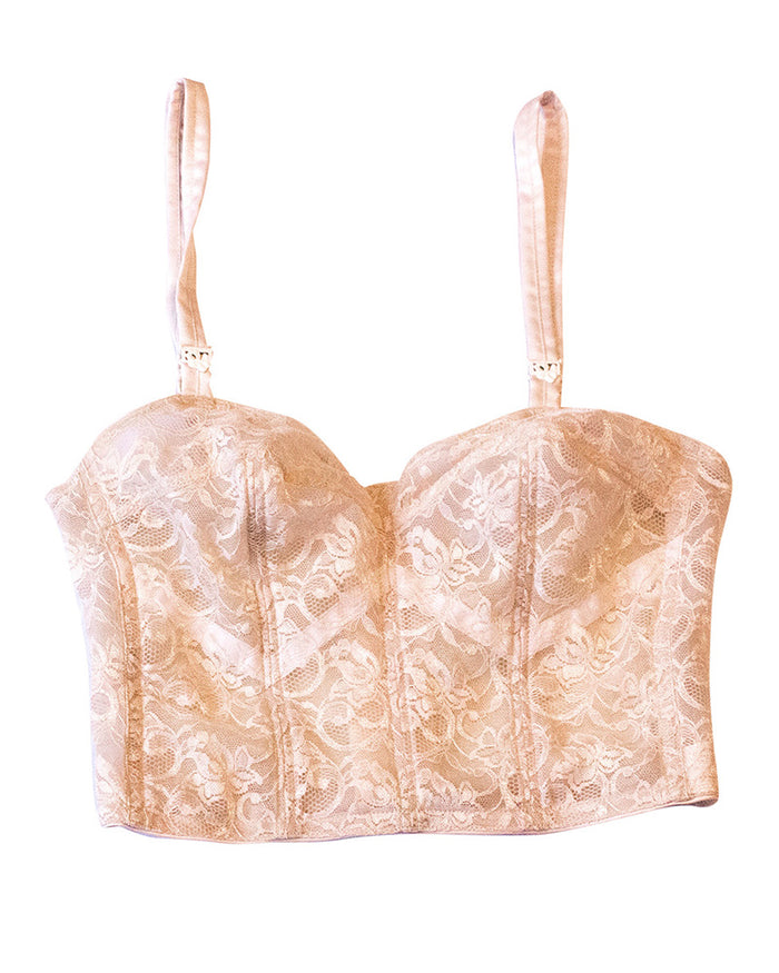 Edith Lances 6630 Lace Wire-Free Minimizer Longline myselflingerie.com