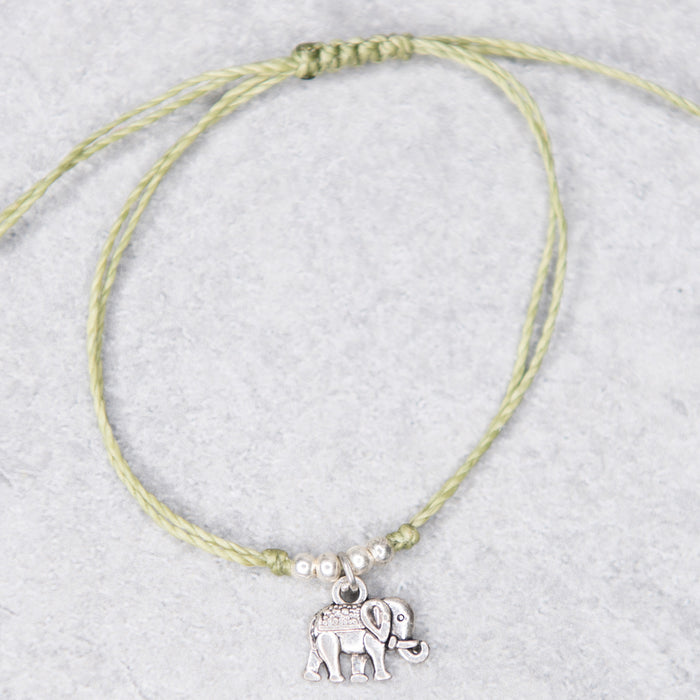 Elephant String Charm Bracelet