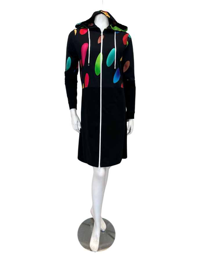 ESPi ANT230 Multi Color Circles Print Black Cotton Teen Hoodie Myselflingerie.com