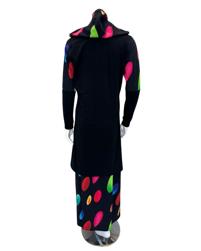 ESPi ANT230 Multi Color Circles Print Black Cotton Teen Hoodie Myselflingerie.com
