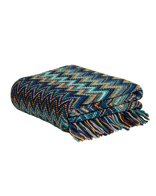 Fennco Blue Zigzag Knit Throw Blanket