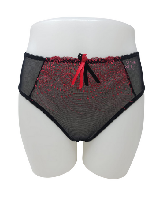 Fitfully Yours U2272 Black/Red Nicole See Thru Lace Bikini myselflingerie.com