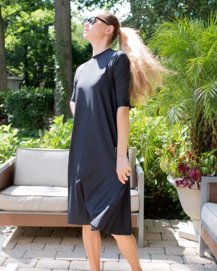 Flamingo Summer Black Swing Swim Dress Petite Length Myselflingerie.com