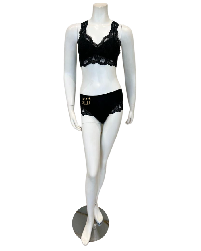 Fleurt 612 + 606 Black Belle Opoque Bralette & Panty Set myselflingerie.com