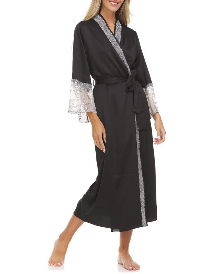Flora Nikrooz Q81149 + Q81148 Black Angelique Gown & Robe Set myselflingerie.com