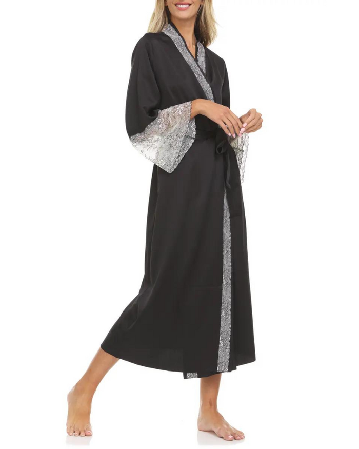 Flora Nikrooz Q81149 + Q81148 Black Angelique Gown & Robe Set myselflingerie.com
