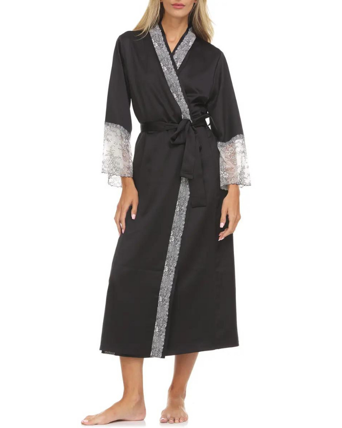 Flora Nikrooz Q81149 + Q81148 Black Angelique Gown & Robe Set myselflingerie.com