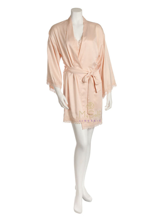 Flora Nikrooz Q80819 Othela  Lace Satin Wrap Robe myselflingerie.com