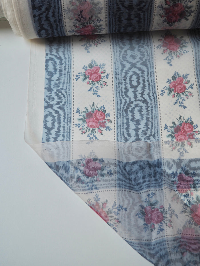 Floral + Moiré Stripe Silk Organza