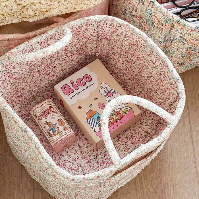 Floral Pattern Foldable Laundry Basket