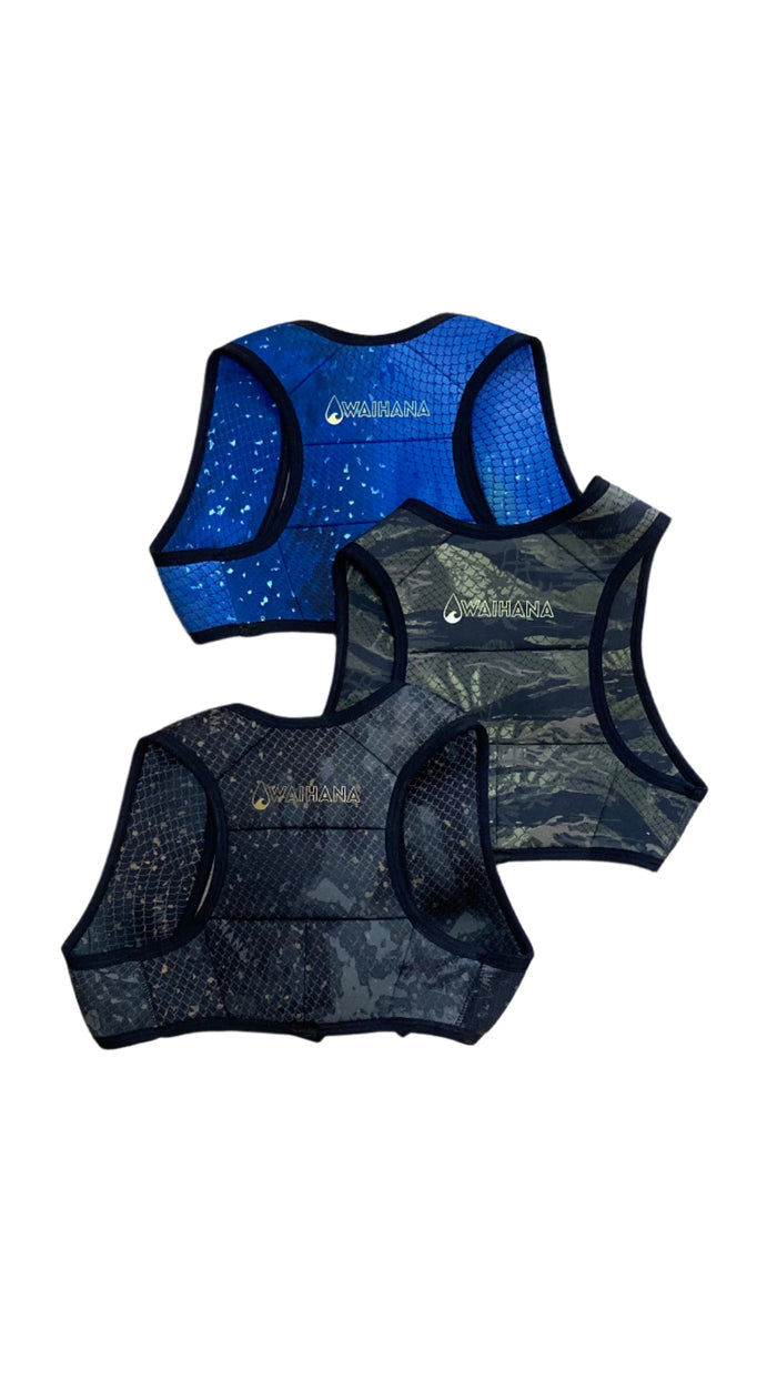 Freediving Weight Vest shown front-on with adjustable shoulder straps