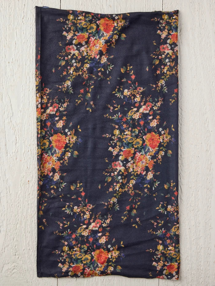 Full Boho Bandeau Headband - Black Red Bouquets-view 2