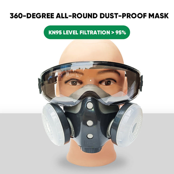 Full-face dust and eye protection mask
