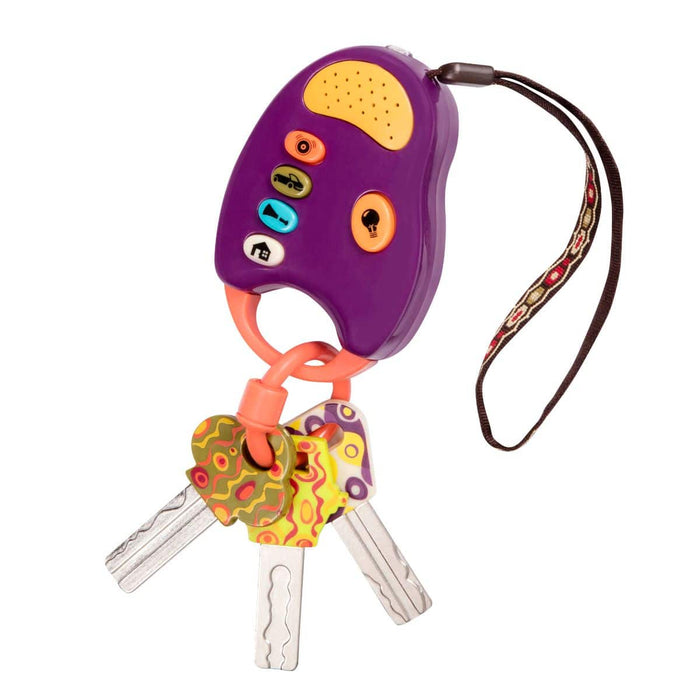 Purple toy car keys.