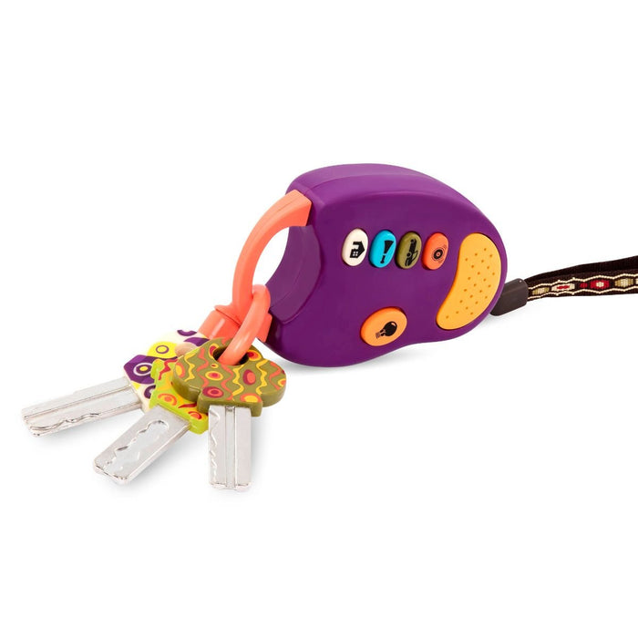 Purple toy car keys.
