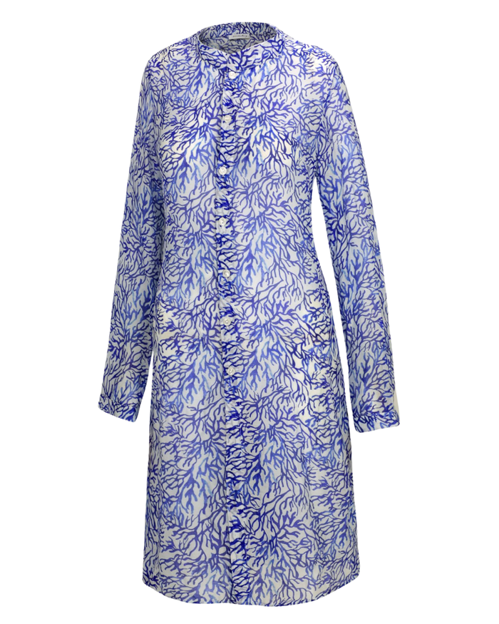 Furstenberg Reef Motifs Blue Button Down Swim Cover Up Myselflingerie.com