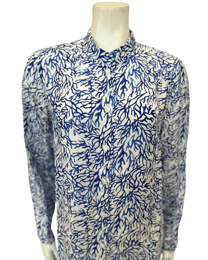 Furstenberg Reef Motifs Blue Button Down Swim Cover Up Myselflingerie.com