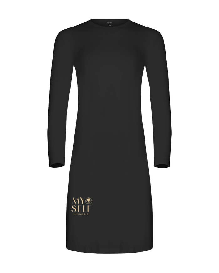 Gemsli FK340 41" Black Long Sleeve Seamless Shell Dress myselflingerie.com