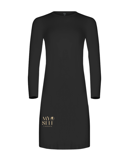 Gemsli FK340 41" Black Long Sleeve Seamless Shell Dress myselflingerie.com