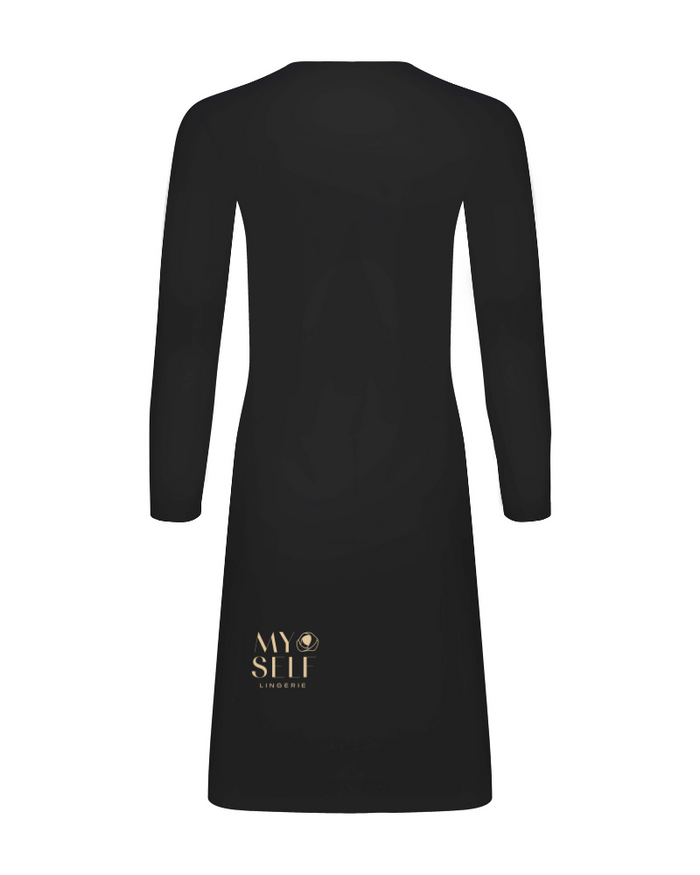 Gemsli FK340 41" Black Long Sleeve Seamless Shell Dress myselflingerie.com