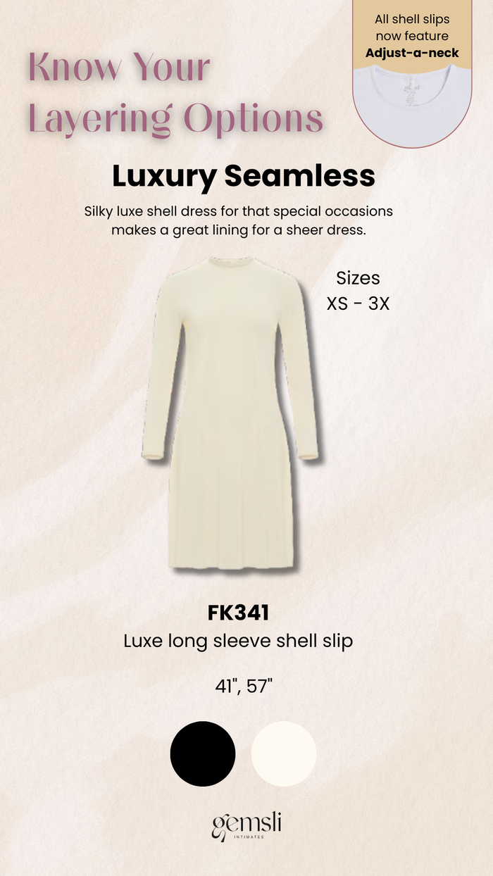 Gemsli 41" Ivory Luxe Long Sleeve Seamless Shell Dress