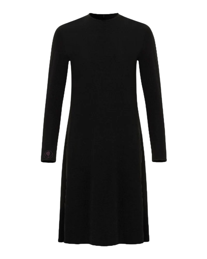 Gemsli FK341 57" Black Luxe Long Sleeve Seamless Shell Dress Myselflingerie.com