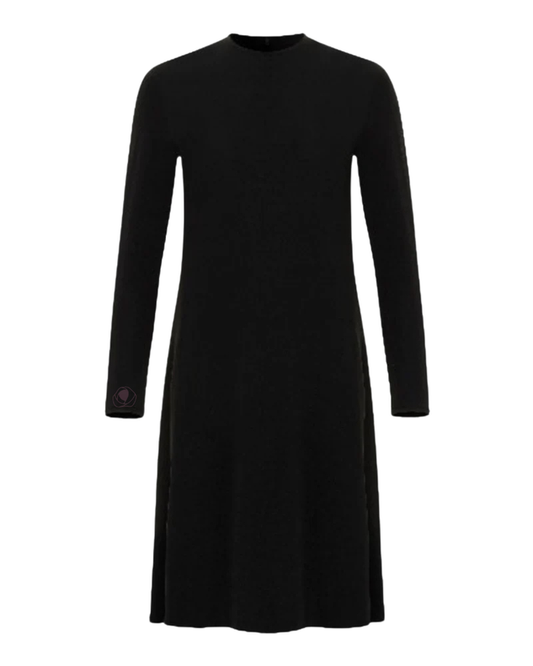 Gemsli FK341 57" Black Luxe Long Sleeve Seamless Shell Dress Myselflingerie.com