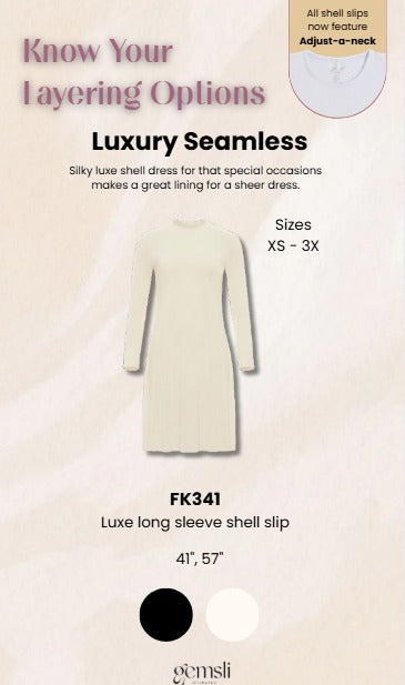 Gemsli 57" Black Luxe Long Sleeve Seamless Shell Dress