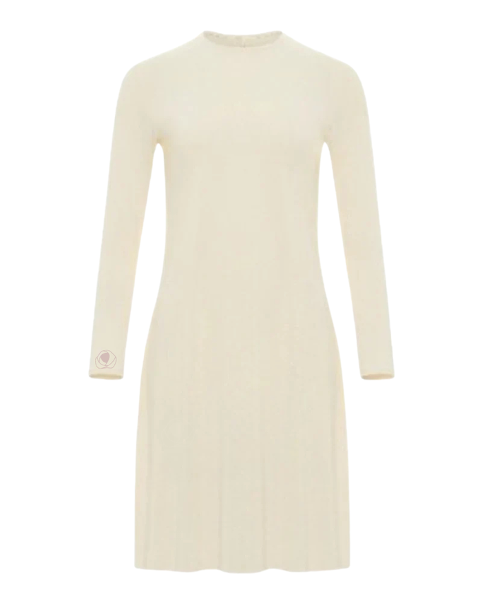 Gemsli FK341 57" Ivory Luxe Long Sleeve Seamless Shell Dress Myselflingerie.com