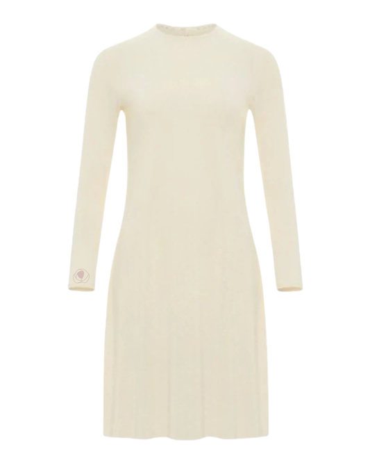 Gemsli FK341 57" Ivory Luxe Long Sleeve Seamless Shell Dress Myselflingerie.com