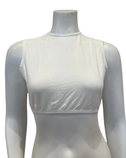 Gemsli SH368 Ivory Modal Sleeveless Crop Shell Adjustable Neck Myselflingerie.com