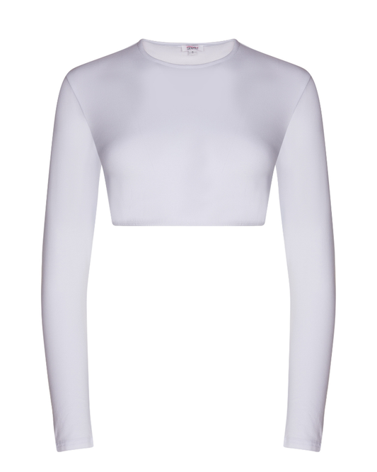 Gemsli SHC333 White Long Sleeve Organic Cotton Crop Shell myselflingerie.com