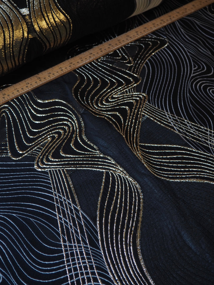 Golden Wave Jacquard Cloqué