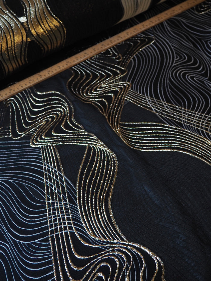 Golden Wave Jacquard Cloqué