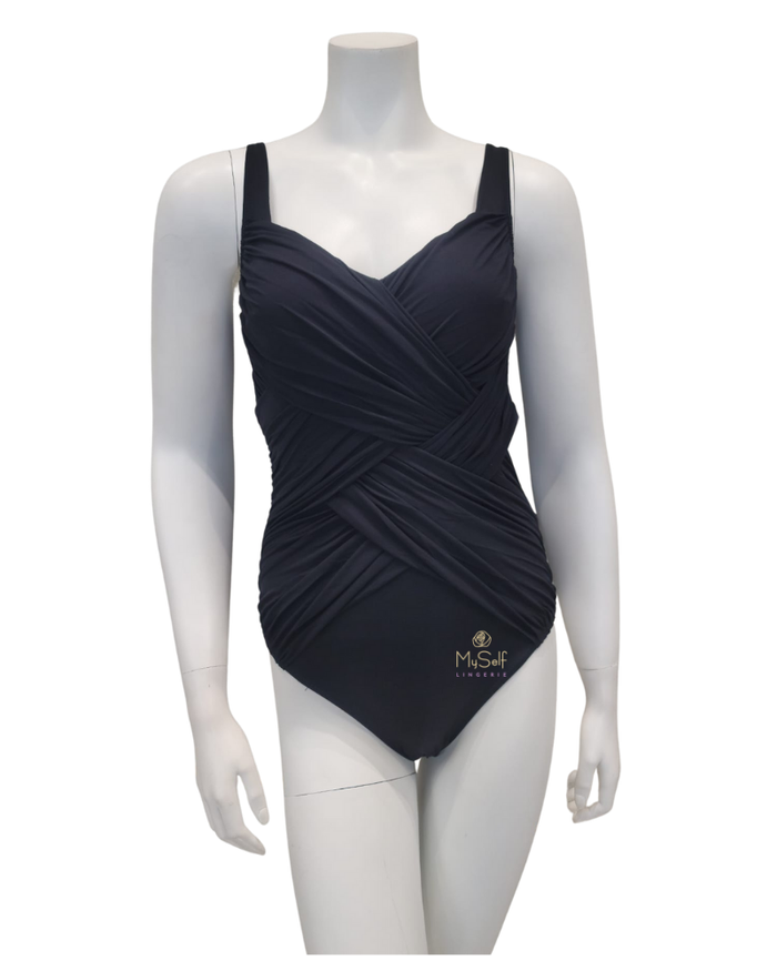 Gottex Black Lattice Square Neck Swimsuit