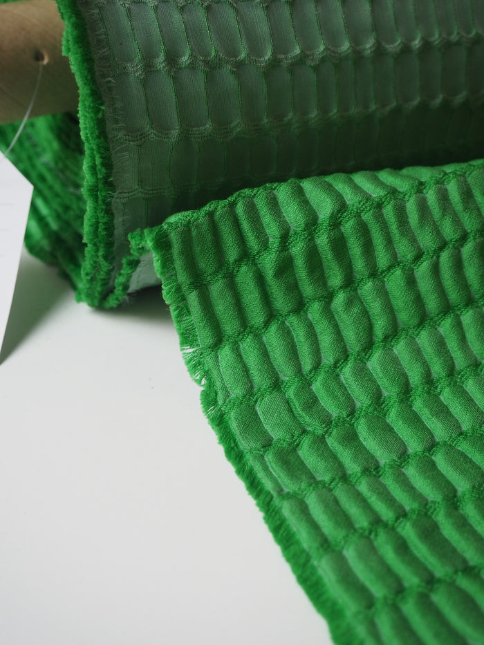 Green Crocodile Silk Blend Cloqué