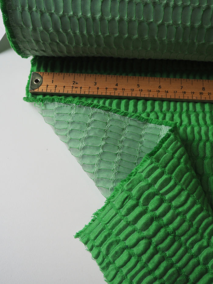 Green Crocodile Silk Blend Cloqué