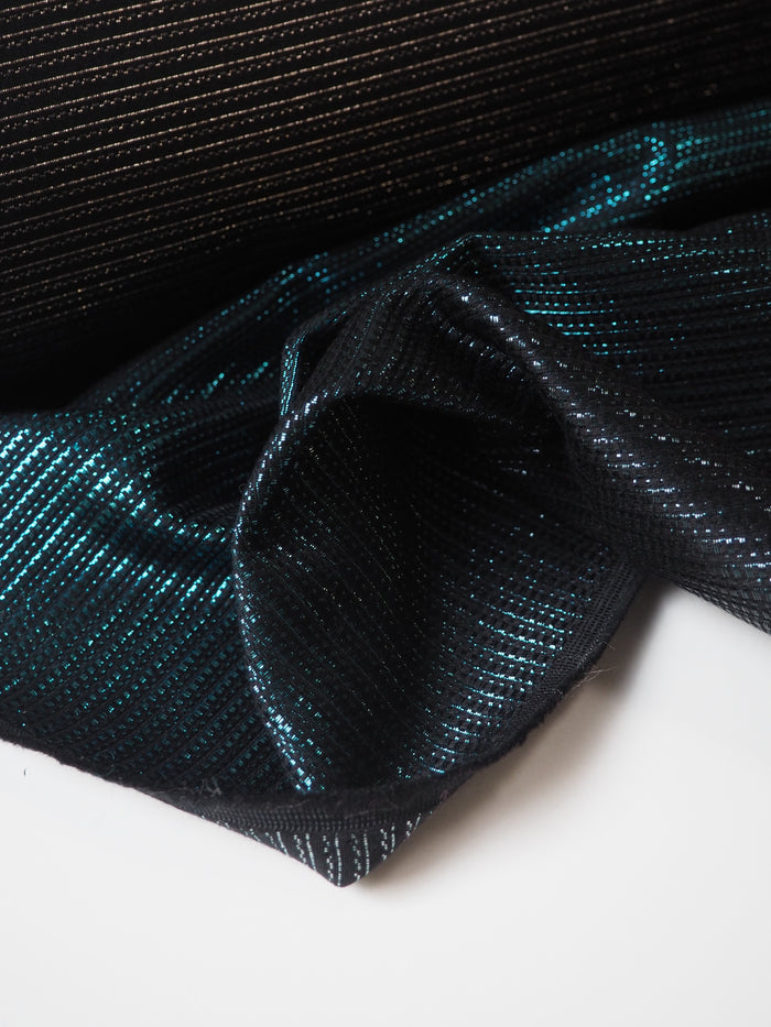 Green + Pink Ombre Metallic Wool Jacquard