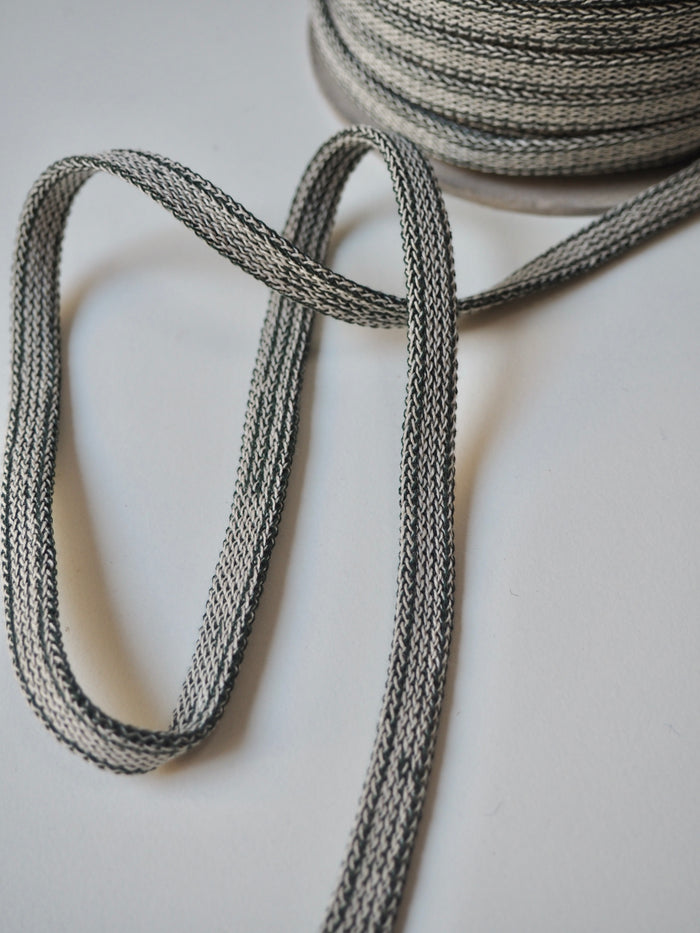 Green + White Flat Braided Cotton Cord 10mm
