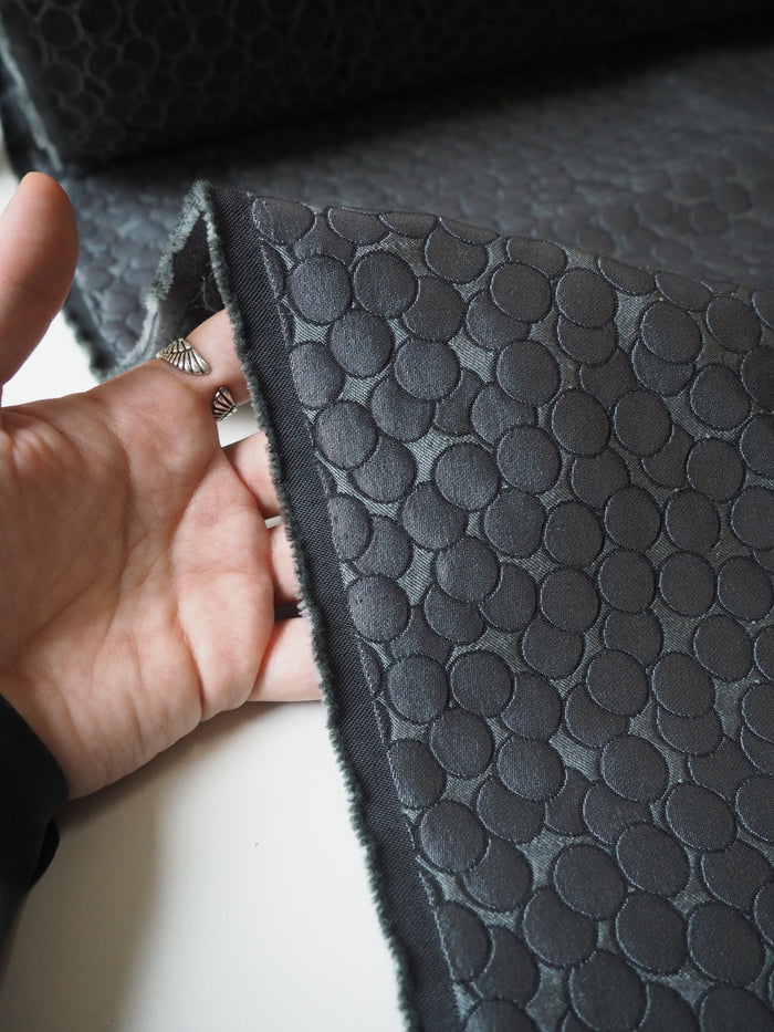 Grey Bubble Wool/Acetate Jacquard
