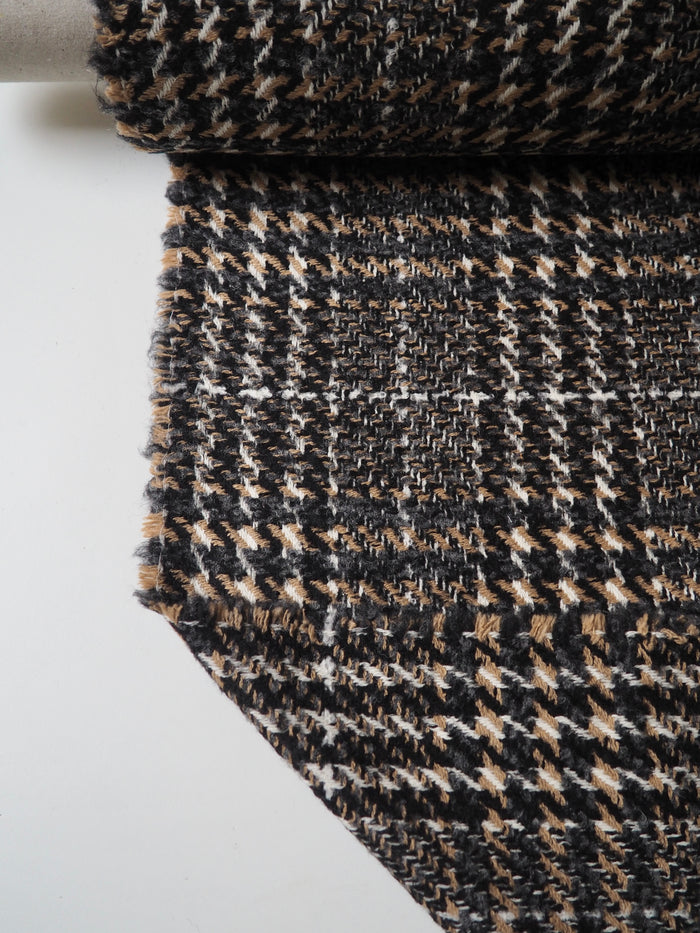 Grey + Camel Check Wool Blend Coating